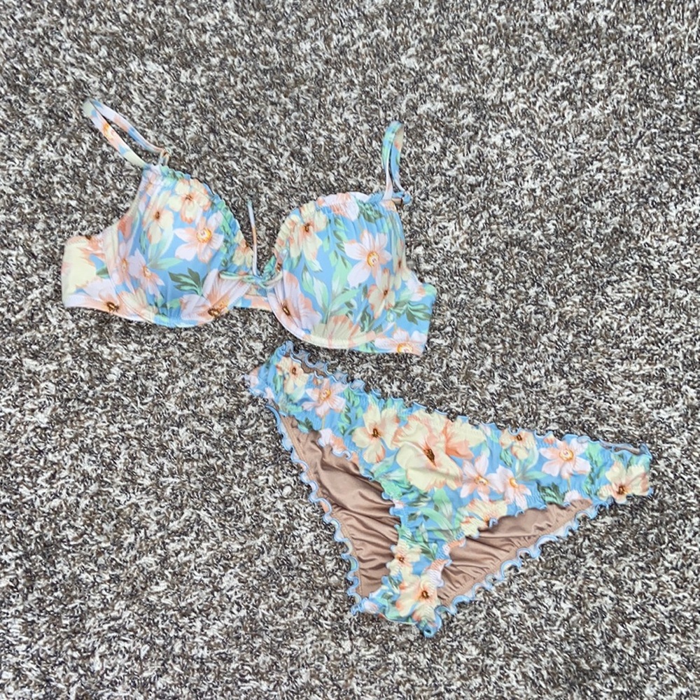 Shade & Shore tropical flower floral bikini S 34B